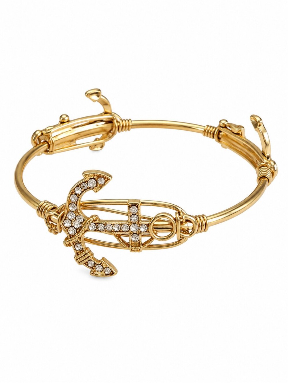 Vtg Goldtone Boat Anchor Bangle Bracelet